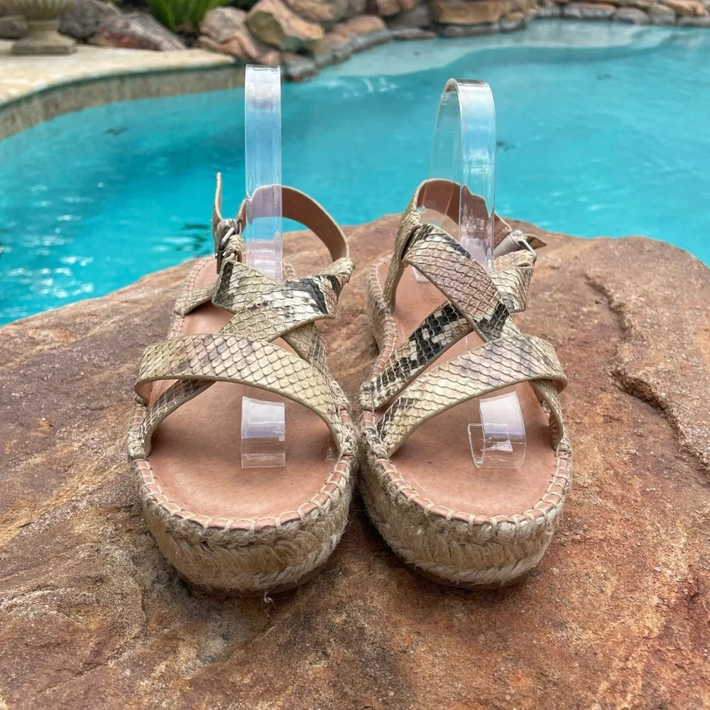 Madewell “Malia” Espadrille Sandal in Snake Embossed Leather